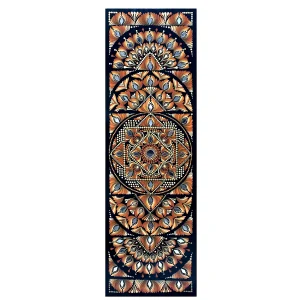 Mandala Sahasa tableau fait main panoramique rouge orange feu 24x75cm