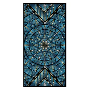 Mandala Nakshatra impression sur toile bleu blanc or 40x80cm