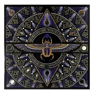 Mandala Khepri Dhumra impression sur toile scarabee aile violet or 40x40cm