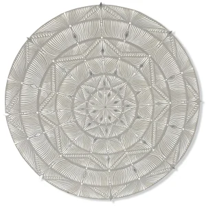 Mandala Sphatika tableau fait main blanc et creme 60cm